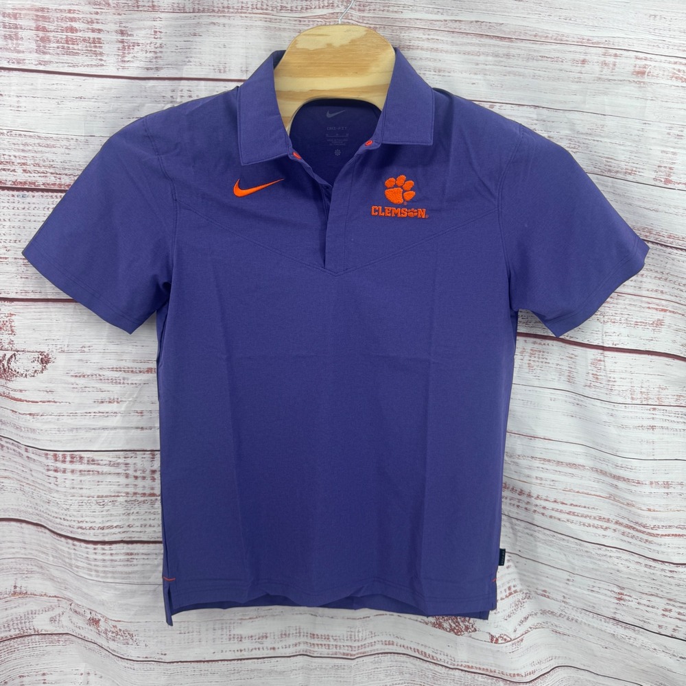 Nike Clemson Tigers Dri-FIT Purple Polo Shirt Mens Medium On-Field NCAA Sport